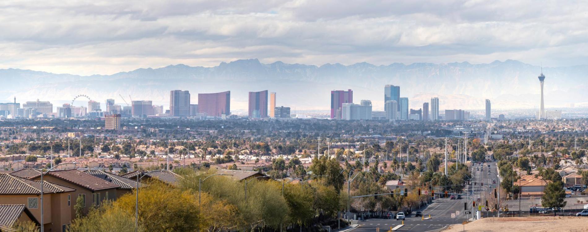 Las Vegas skyline with houses